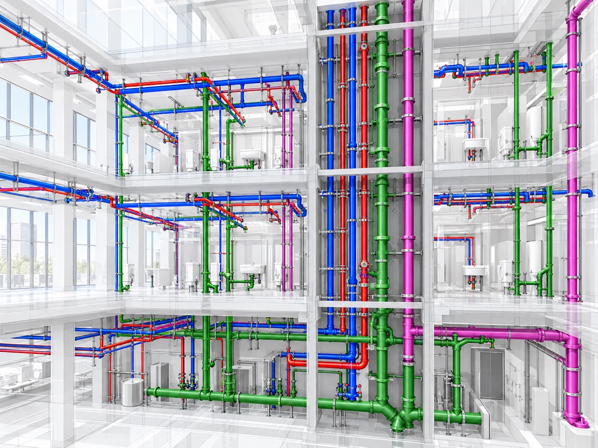 Maquette BIM des réseaux d’alimentation et d’évacuation de plomberie